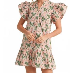 NEW JODIFL vintage petals floral dress in apricot pink